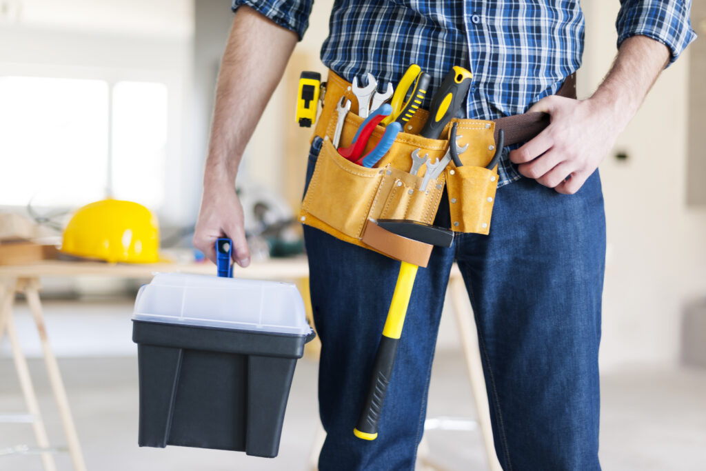 part of male construction worker